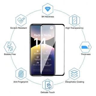 2 IN 1 ป้องกันหน้าจอสําหรับ Xiaomi Redmi หมายเหตุ 15 14 Pro Plus 14Pro + Note14 Note14Pro Note15 4G 5G 9H กระจกนิรภัยป้องกันฟิล์มกล้องเลนส์ป้องกันหน้าจอฟิล์ม