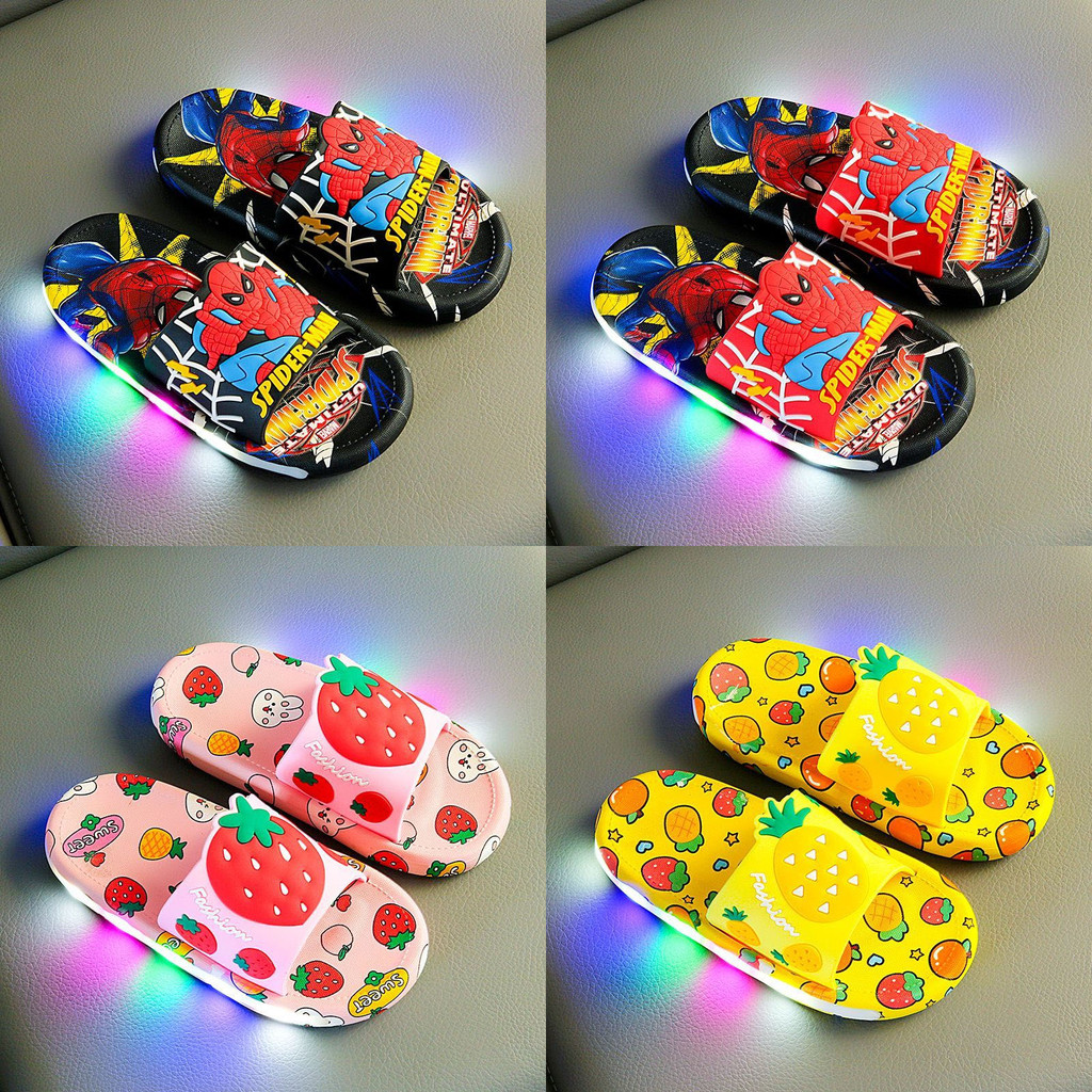 Led Light Up การ์ตูนเด็กรองเท้าแตะเด็กรองเท้าแตะห้องน้ําเด็กสําหรับสาวเด็ก Flip Flops รองเท้าบ้าน