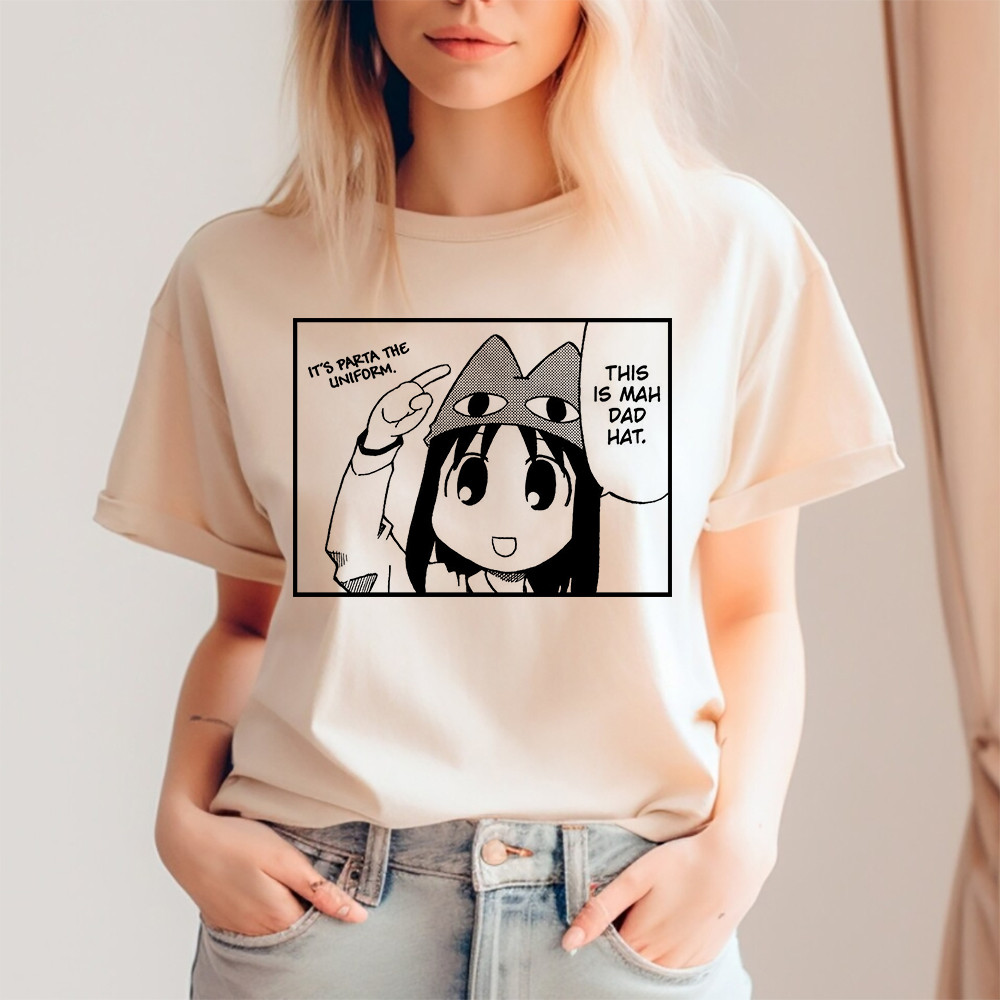 เสื้อยืดผู้ชายสไตล์ Harajuku Kawaii อินสไปร์จากอนิเมะ Azumanga Daioh คุณภาพสูง สไตล์วินเทจ