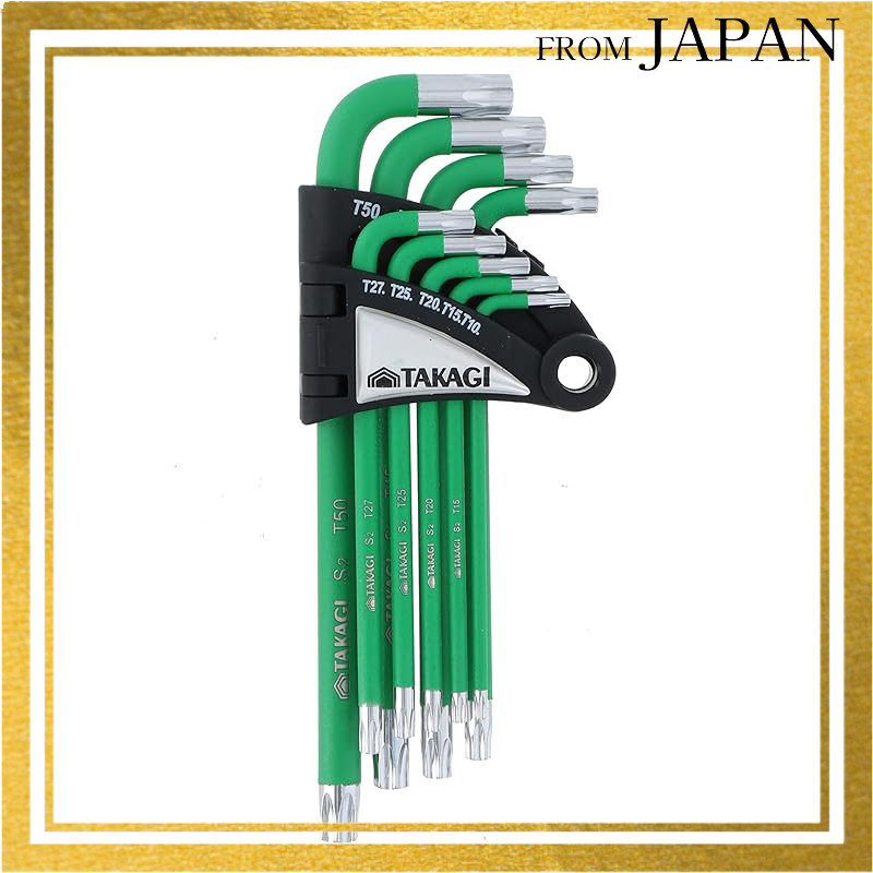 Takagi HANDIWORK Color Coated Hex Wrench Set Green, 9 Pieces No. 102 Direct from Japan
