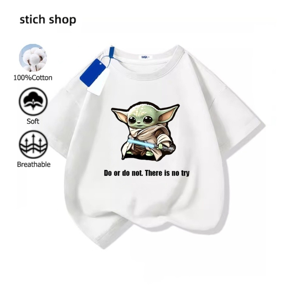 เสื้อยืดเด็ก baby yoda 2025ใหม่ 100% cotton แขนสั้น ใส่สบาย นุ่ม ลายพิมพ์การ์ตูนน่ารัก มี 6 สี(ส่งเร็ว จัดส่งจากไทย)