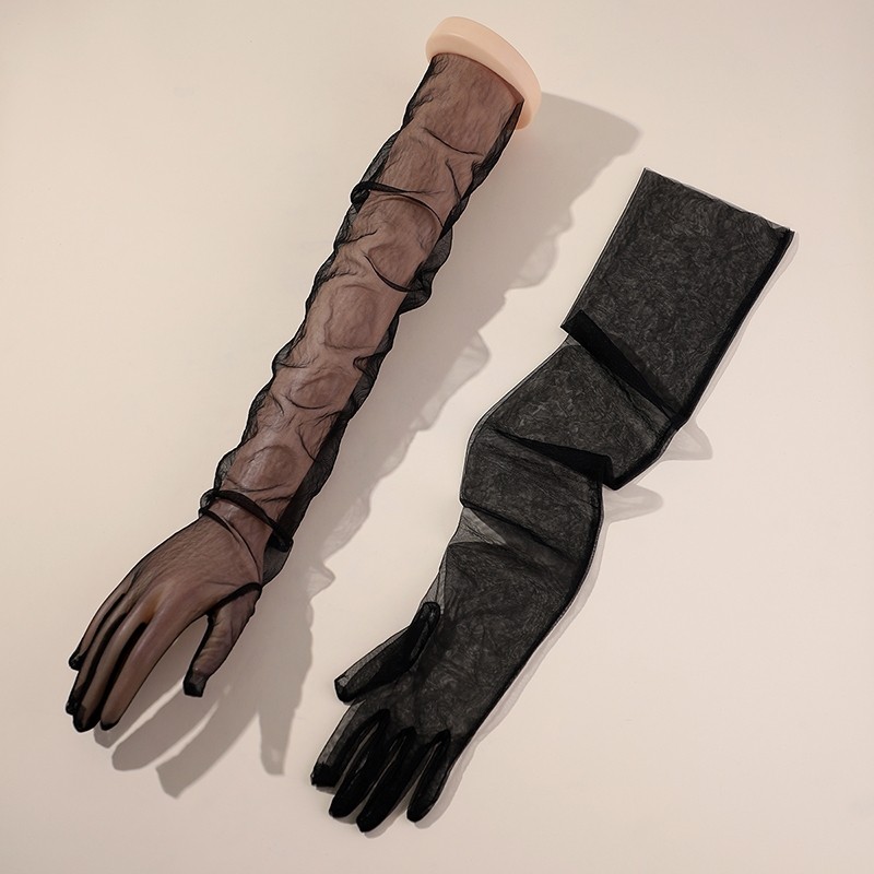 SatinSleepwear❤️‍🔥❤️‍🔥ถุงมือผ้าทูลยาวพิเศษ ถุงมือสำหรับใส่ไปงานแสดง 2 สี บางและเบา ราคาจับต้องได้. - รูปที่ 5