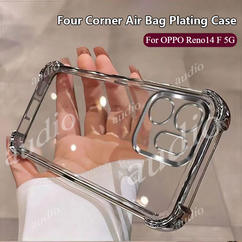OPPO Reno15 F 5G OPPO Reno14 F 5G สี่มุมชุบ Anti Drop เคสโทรศัพท์โปร่งใสสําหรับ Oppo Reno14 Reno15 F Reno14F Reno15F 5G หรูหรากันกระแทกซิลิโคนนุ่มปกหลังสําหรับ OPPO Reno 14F 15F OppoReno14F OppoReno15F 5G