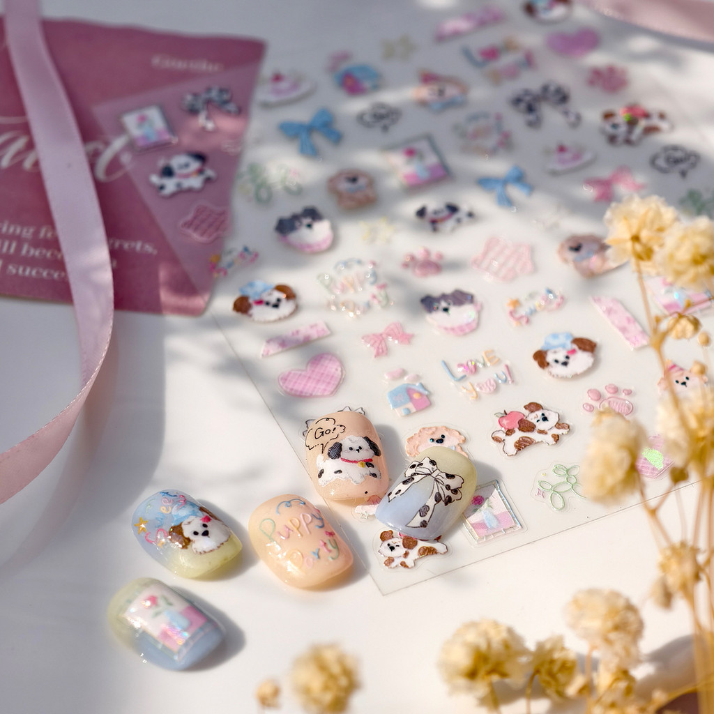 เหล็กการ์ตูนแก้วใสหักปิดทองสติกเกอร์เล็บ ม-1150 น่ารักน่ารักสัตว์เลี้ยงสติกเกอร์เล็บสามมิติ 3ง เด็กม