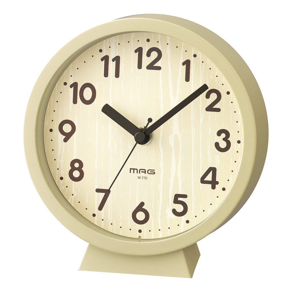 MAG Small Wall Clock Desk Clock Analog Cute Stylish Interior Woody Natural Silent Continuous Second 