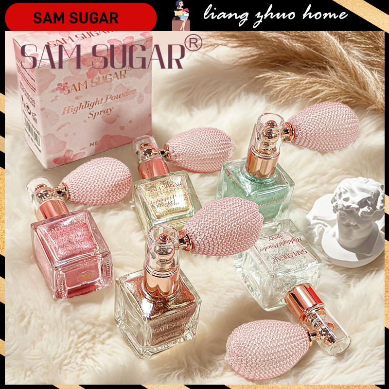 SAM SUGAR ขวดสเปรย์กลิตเตอร์ละเอียดพิเศษ 5 สี แป้งไฮไลท์ สเปรย์เพชร แป้งไฮไลท์ แอพพลิเคชั่นถุงลมสีทอง