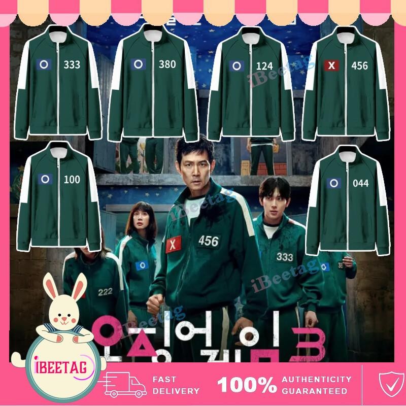 Squid game ชุดคอสเพลย์แจ็คเก็ตปลาหมึกสำหรับผู้ใหญ่ สำหรับใช้ในงานHALLOWEENและเทศกาล มีดีไซน์ซิป พร้อ