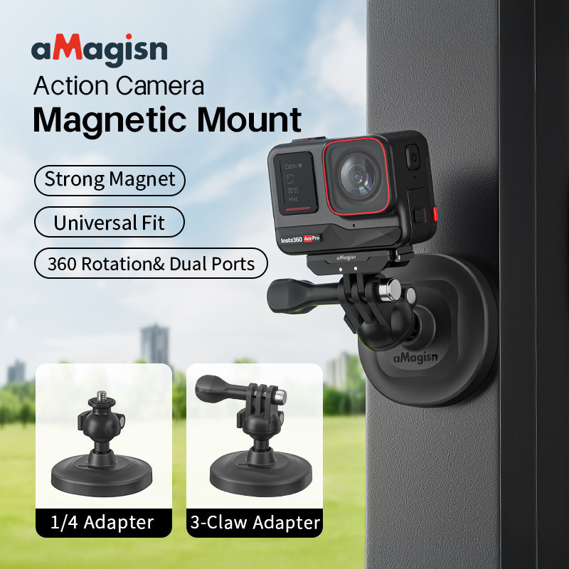 สําหรับ DJI Pocket 3/Action 5 Pro Magnetic Ball Head Bracket Insta360 X5/Ace Pro/GO 3S Strong Magnetic Universal Ball Head Dual Interface Gopro กล้องกีฬา A