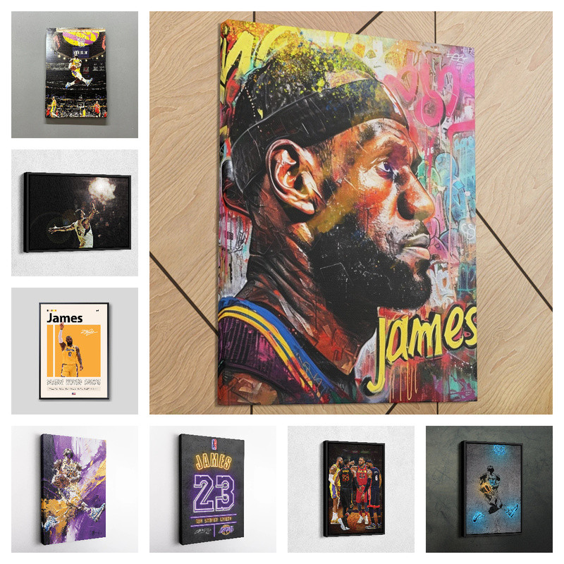 Lebron James Canvas Print - Cleveland Cavaliers Wall Art, NBA Decor for Home & Man Cave, ของขวัญบาสเก็ตบอล, โปสเตอร์กรอบ