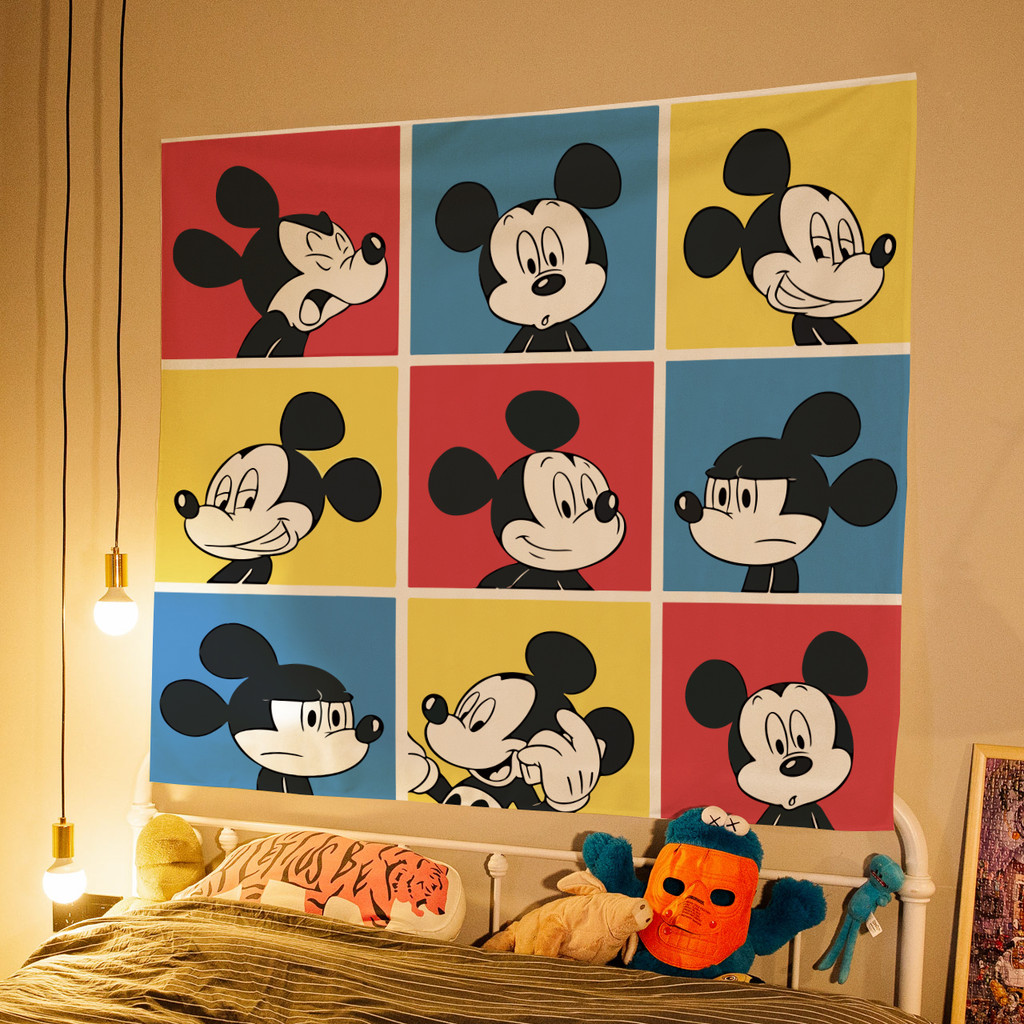 การ์ตูนมิกกี้แขวนผ้าน่ารักโดนัลด์ดั๊กมินนี่ห้องเด็กตกแต่งพื้นหลังผ้าห้องภาพพรมผนังผ้า - รูปที่ 4
