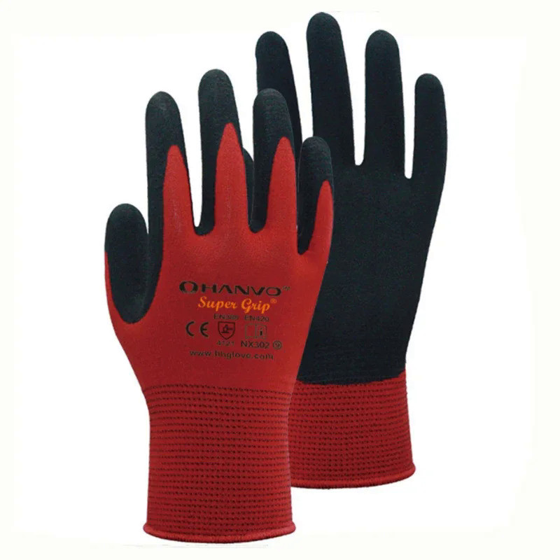 HANVO 5 Pairs Thicken PU Nitrile Safety Coating Work Gloves Palm Coated Gloves Mechanic Working Glov