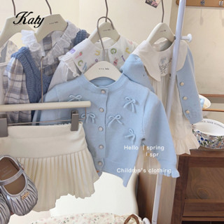 เสื้อโค้ทตัวเล็กถักติดโบว์เด็กผู้หญิงแบบใหม่ฤดูใบไม้ผลิและฤด…