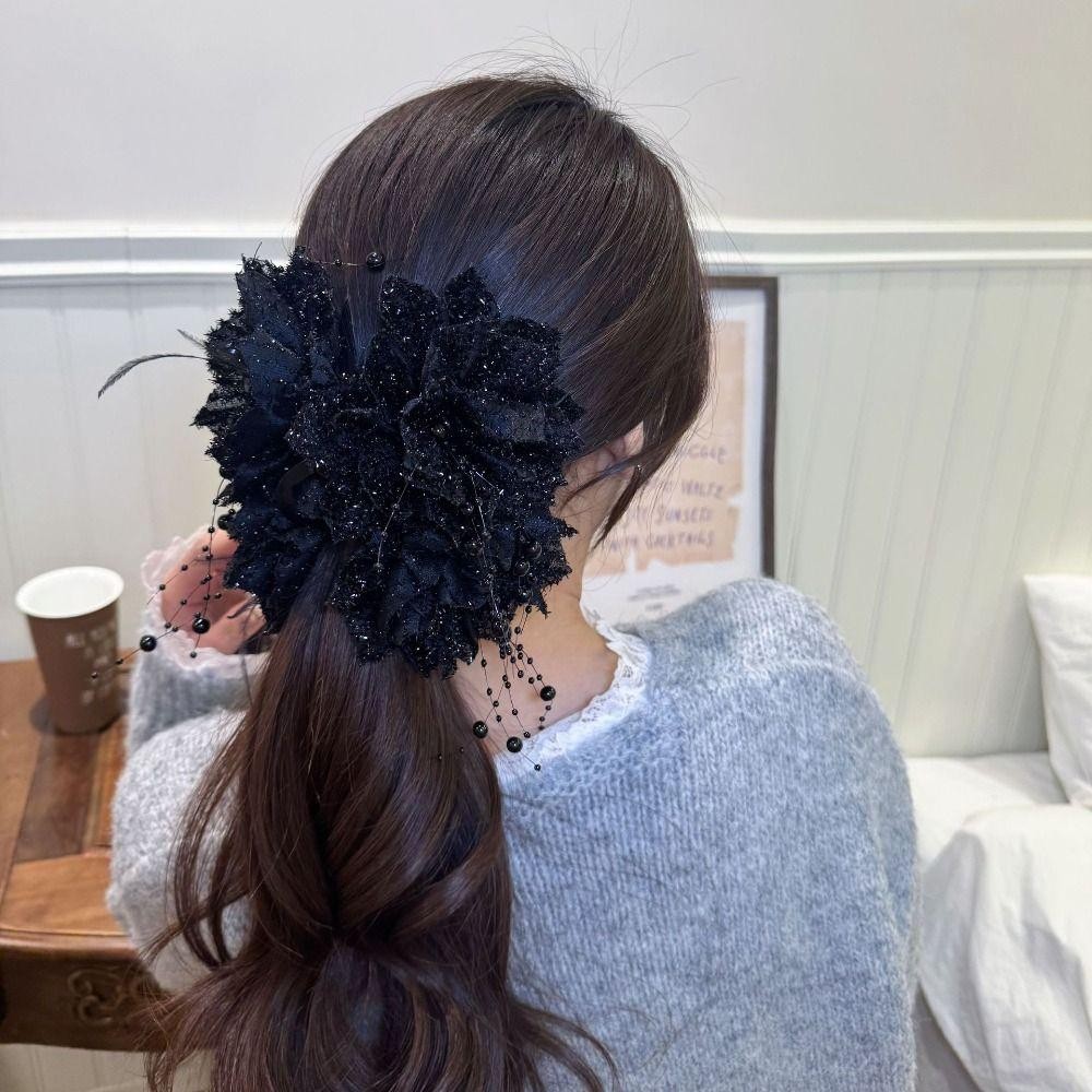 Hgougv656 ใหม่กิ๊บดอกโบตั๋นสีแดงและสีดําสาวอารมณ์อ่อนโยนสง่างาม - รูปที่ 6