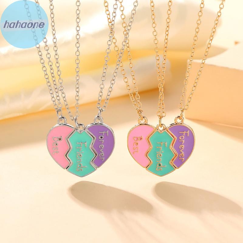 Hahaone Best Friend Necklaces For 3 Matching Heart Pendant Magnetic Bff Friendship Necklace TH