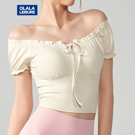 Casual Yoga Sports Top T-shirt Fixed Pads Short Sleeves Multiple Ways Wear Fitness Or Daily Wear