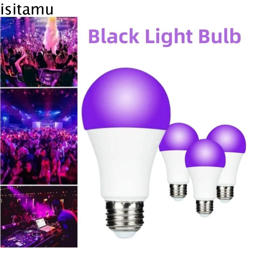 Isitaft UV Purple Bulb, E27 360 Glow UV Bulb, Floodlight Blacklight Ultraviolet Lamp 10W Atmosphere Purple Black Light Bulb Disco