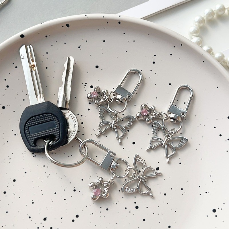 จี้โลหะเงินหวานเย็น - พวงกุญแจดาวผีเสื้อ Y2k - กระเป๋าเป้สะพายหลังแขวนเครื่องประดับ Charms - สําหรับกระเป๋า, พวงกุญแจ - อุปกรณ์ตกแต่งพวงกุญแจรถ
