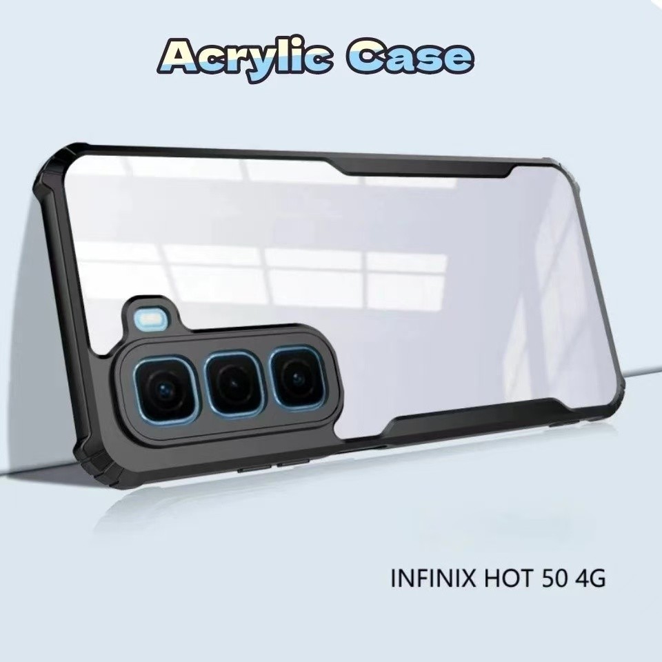 Infinix Hot 50 Pro/Infinix Hot 50 Pro+/Hot 50 Pro Plusเคสกันกระแทกขอบสีหลังใสinfinix Hot 50 4G/infin