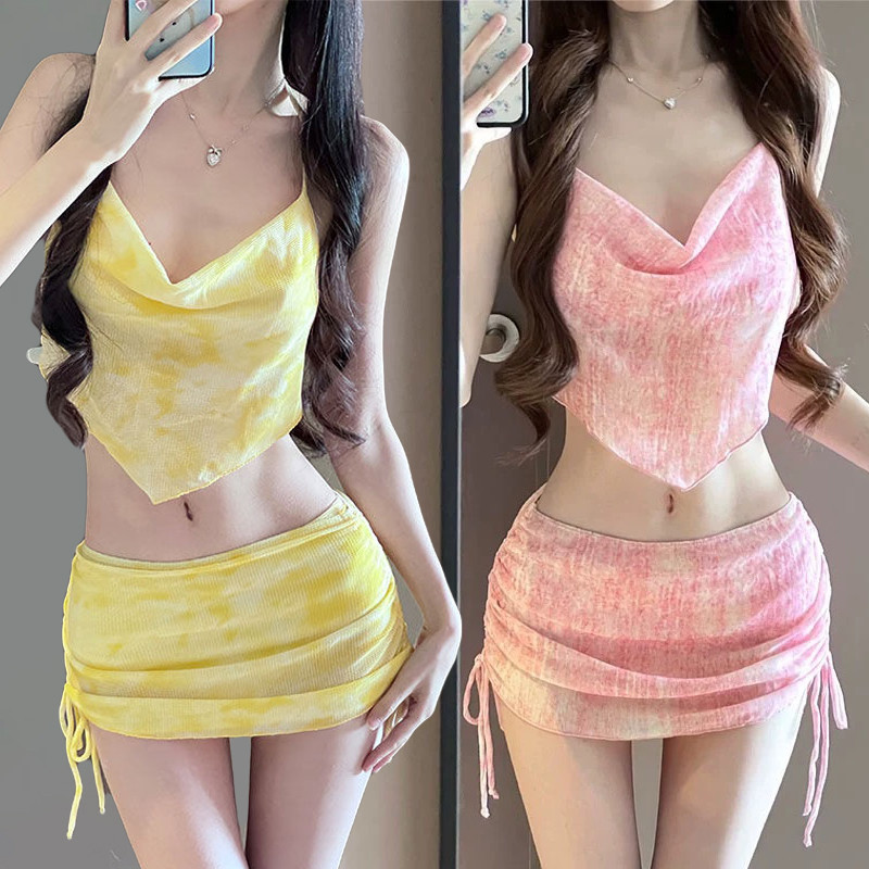 swim girlชุดว่ายน้ำผู้หญิง กระโปรง เซ็ท ชุดบิกินี่ โชว์หลัง น่ารัก พร้อมส่งในไทย