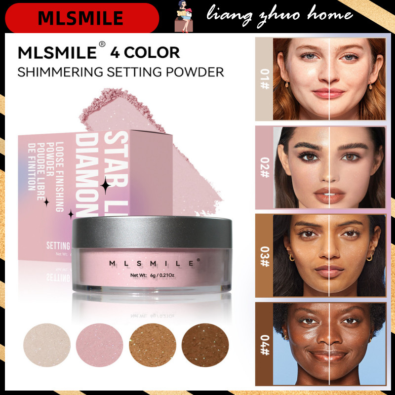 Mlsmile แป้งฝุ่นสีมุก Matte Body Gloss Powder กันน้ําควบคุมความมัน BrighTening Complexion Setting Powder – โปรปัง