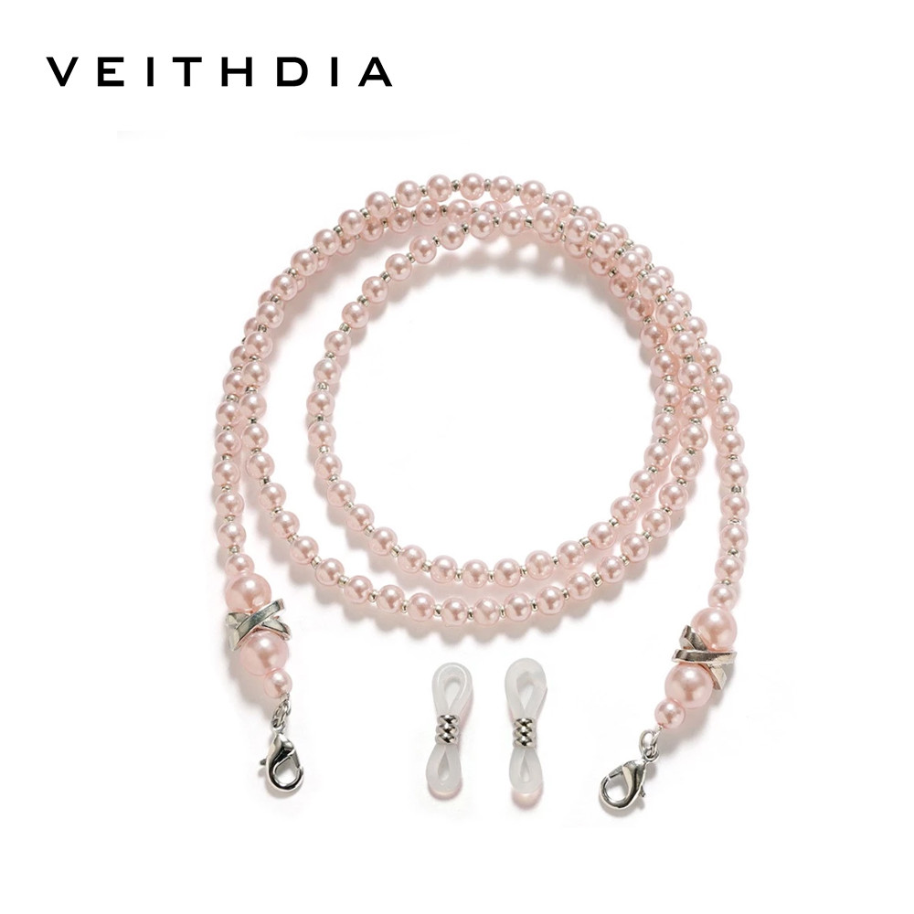 Veithdia สายโซ่แว่นตาสายมุกย้อนยุคพร้อมเครื่องประดับมุกเทียมแฟชั่นแฮนด์เมดสายไฟสําหรับแว่นตา YJL01