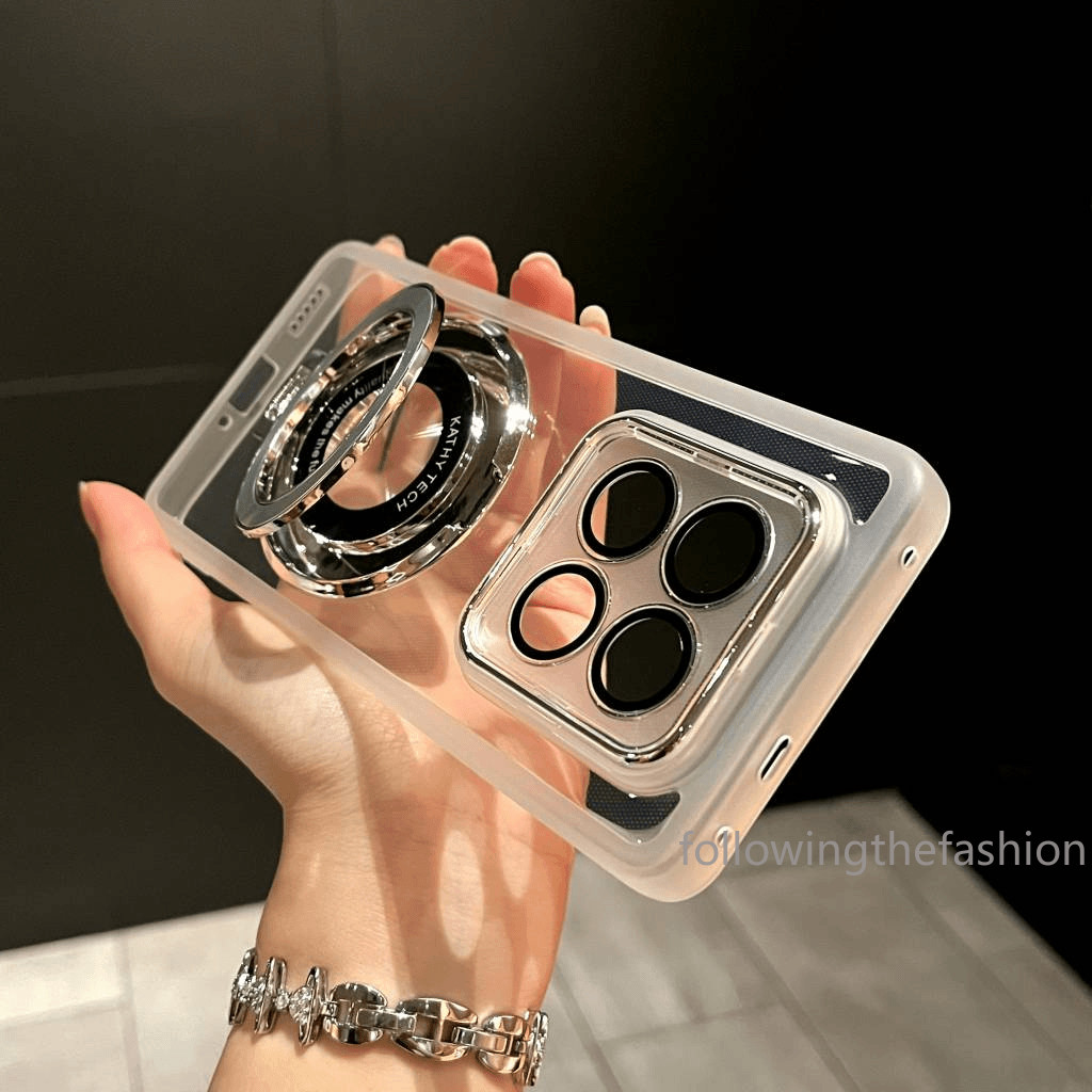 ที่วางแหวนขาตั้งปลอกแม่เหล็กสําหรับ Xiaomi Redmi Note 14 5G Note14 Pro Plus 5G Pro + กล้องเลนส์ป้องกัน Soft TPU ขอบโปร่งใสแฟชั่นเคสโทรศัพท์กันกระแทกฝาหลัง