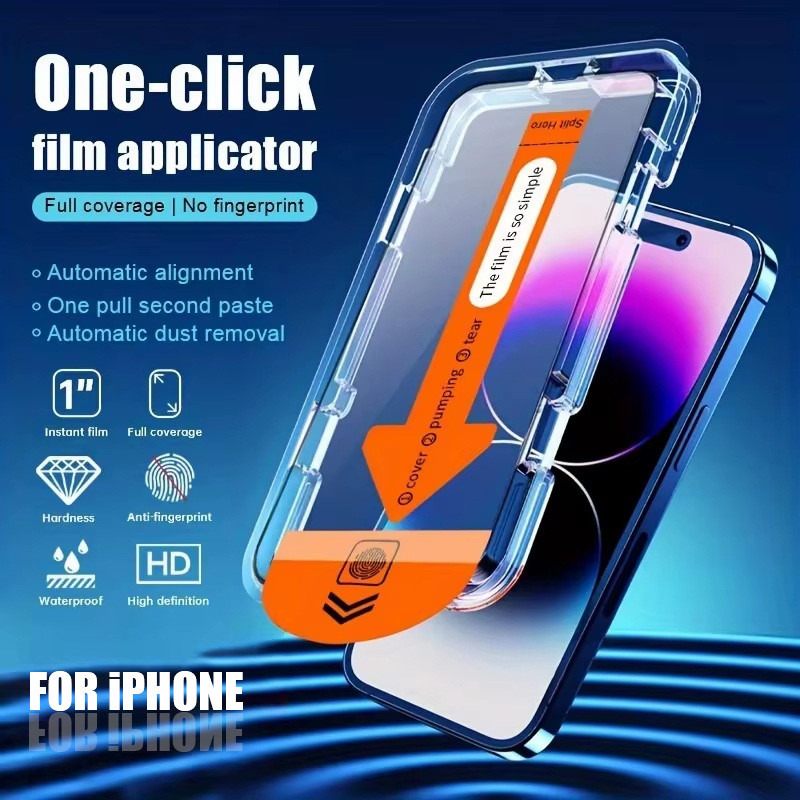 กระจกนิรภัยปกป้อง สำหรับ iPhone 17 16 Pro Max 11 13 15 Air 14 12 Pro Max XR Xs Max ติดตั้งง่ายอุปกรณ์กำจัดฝุ่นอัตโนมัติ