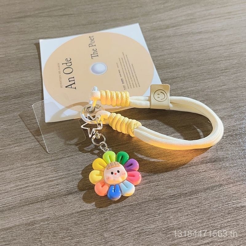 ดอกไม้สีสนุกจี้น้องสาวเคสมือถือสายคล้องพร้อมคลิปพวงกุญแจกล้องห้อยเครื่องประดับโซ่แขวนใช้ได้ทั่วไป