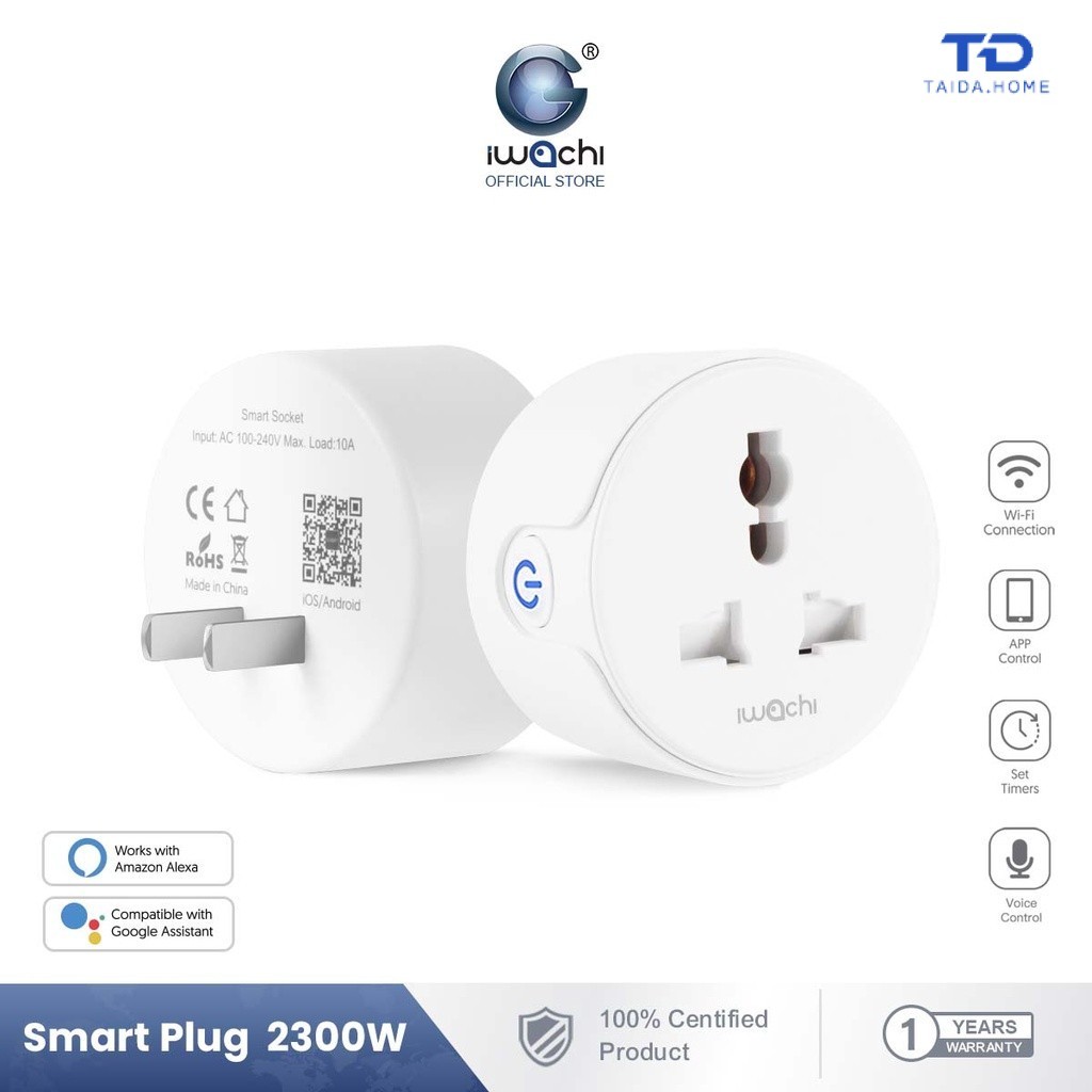 IWACHI Smart Socket สมาร์ทปลั๊กไฟ 10A/2300W ปลั๊กไฟ wifi การควบคุมระยะไกล สั่งงานด้วยเสียง