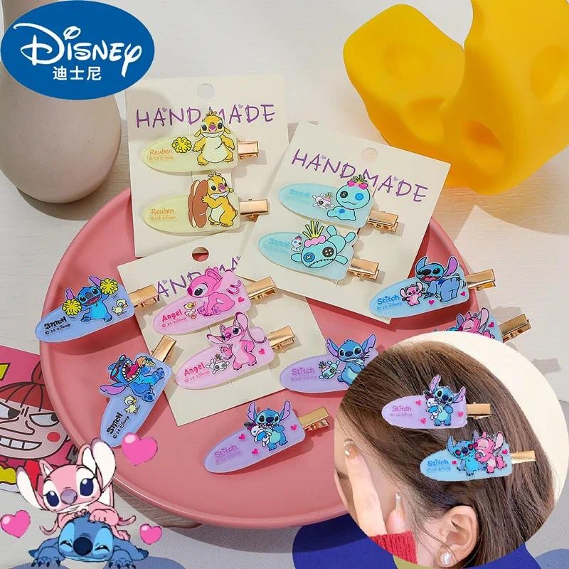 Disney Anime Stitch Hairpin Kawaii Lilo & Stitch Angel Girl Hairpin การ์ตูนเด็กอุปกรณ์เสริมผมเด็กของขวัญ