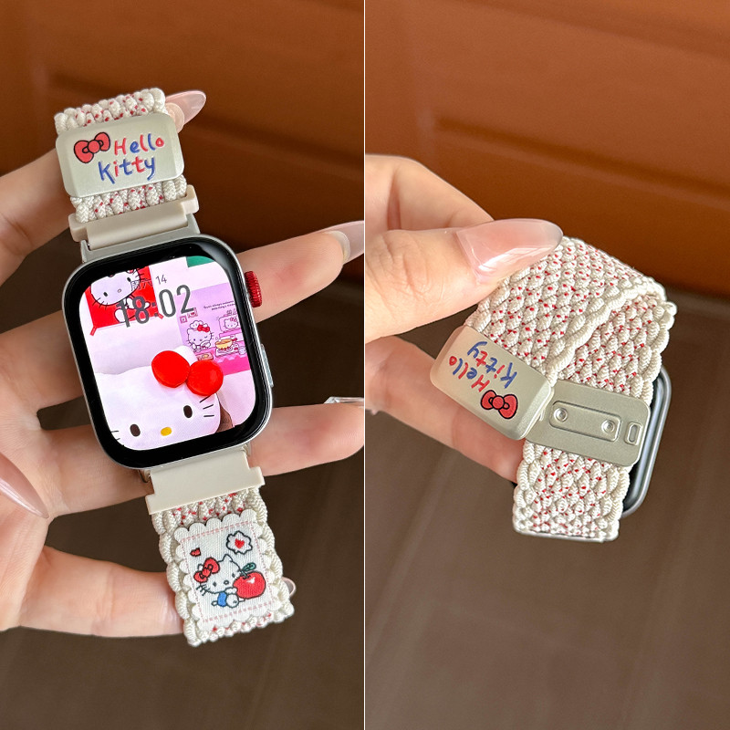 KT รูปแบบไนลอนถักสายนาฬิกาสําหรับ Huawei Watch Fit 4 Fit 3 สายนาฬิกาอัจฉริยะ Huawei Watch Fit 4 Pro สร้อยข้อมือสายรัดข้อมือหัวเข็มขัดแม่เหล็ก