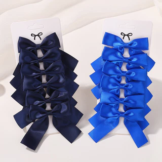 6 ชิ้นเด็กสาวโบว์ Hairclips ที่ละเอียดอ่อนริบบิ้น Hairpins สําหรับเด็กอุปกรณ์เสริมผม นิ้วน่ารัก Headwear Hairgripe ขายส่ง