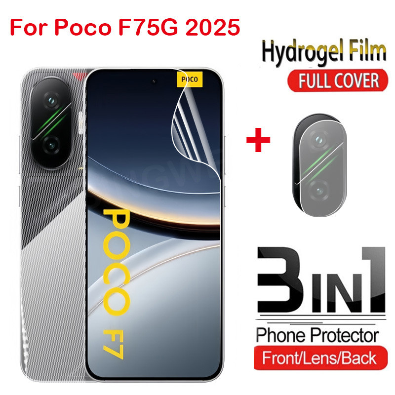 ป้องกันหน้าจอสําหรับXiaomi Poco F7 Poco F 7 PocoF7 Turbo 4 Pro 4Pro 5G 2025 ด้านหน้าด้านหลังเลนส์คลุมทั้งหมดป้องกันHydrogelกล้องด้านหลังป้องกันฟิล์ม