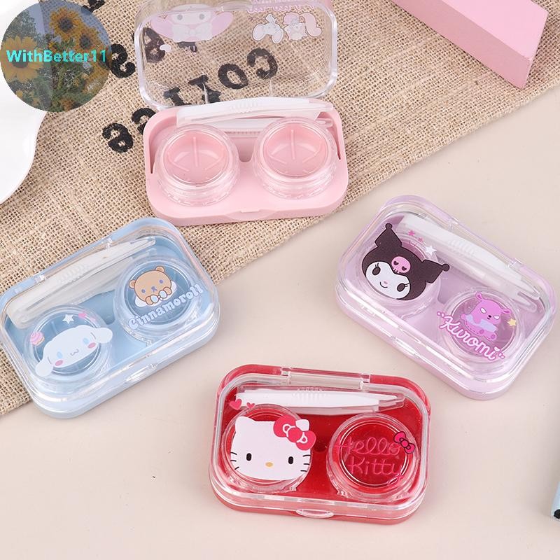 SANRIO Better 1กล่องSanrio Hello Kittyคอนแทคเลนส์กรณีKuromi Melody Cinnamorollความงามนักเรียนกล่องเก