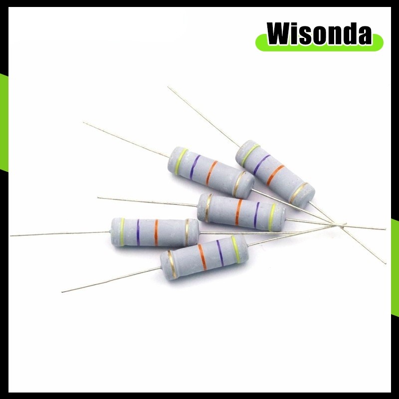 10 ชิ้น 5 วัตต์ตัวต้านทานฟิล์มคาร์บอน 5% 24 ค่า 1R ~ 1M 2.2R 10R 22R 47R 51R 100R 150R 470R 1K 2K 4.