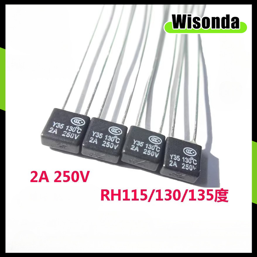 10ชิ้นพัดลมมอเตอร์ความร้อนฟิวส์2ก 250โวลต์Rhสีดําสแควร์สวิทช์อุณหภูมิRh 92 95 105 110 115 120 125 13