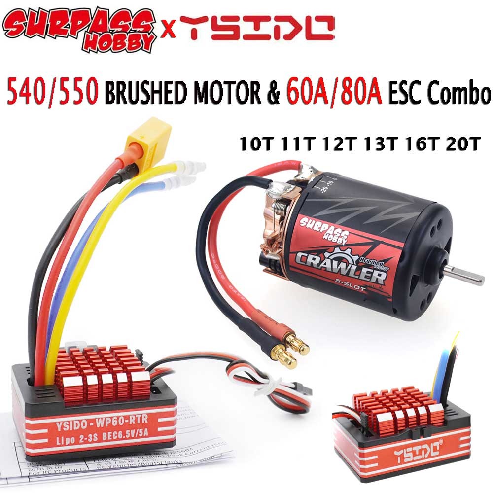 SurpassHobby 550 540 Combo 5-slot 10T 12T 13T 16T 20T แปรงมอเตอร์ 60A/80A ESC สําหรับ 1/10 RC Crawle