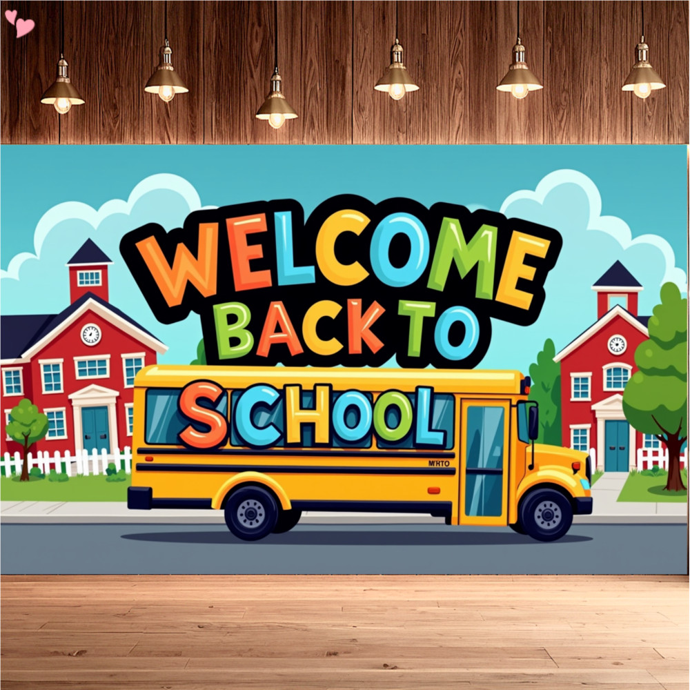 ยินดีต้อนรับ Back To School Banner - 70.8x43.3 นิ้วรถโรงเรียนยินดีต้อนรับป้ายแบนเนอร์ฉากหลังขนาดใหญ่