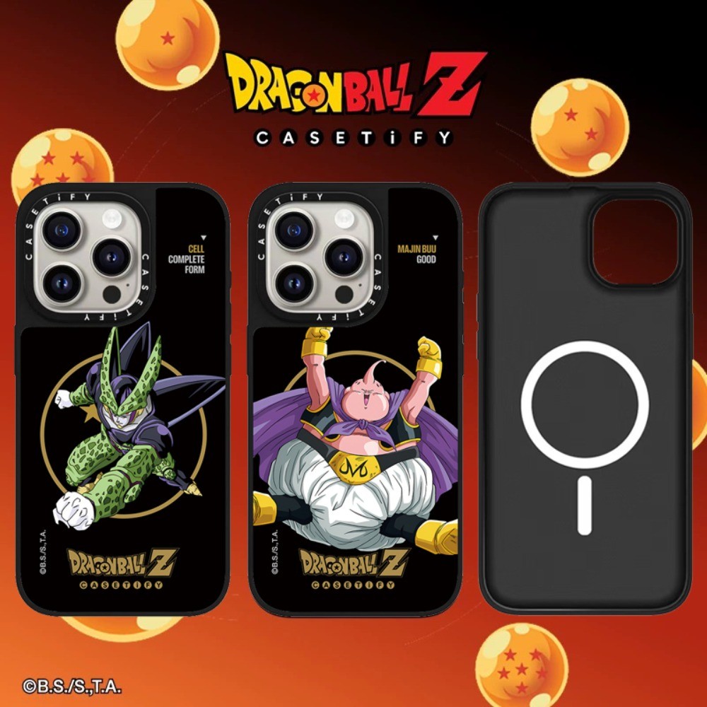 Magnetic Dragon Ball Cell Majin Buu กระจกเคสโทรศัพท์สําหรับ IPhone 16 Pro Max 15 14 13 12 11 กันกระแทกป้องกัน Hard Casing