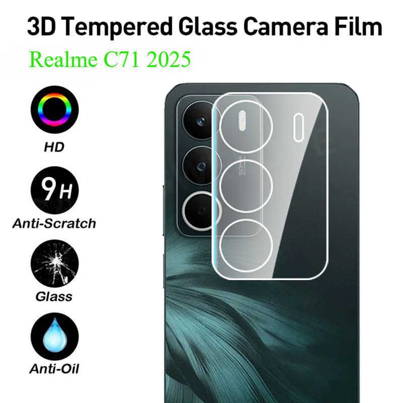 3 ชิ้น 3D กล้องเลนส์ป้องกันฟิล์มสําหรับ Realme C71 C75 C75x 14X 14 14 14T RealmeC71RealmeC75X หมายเหตุ 70 70T 4G 5G 2025 กระจกนิรภัยโปร่งใสเต็มรูปแบบปกหลัง