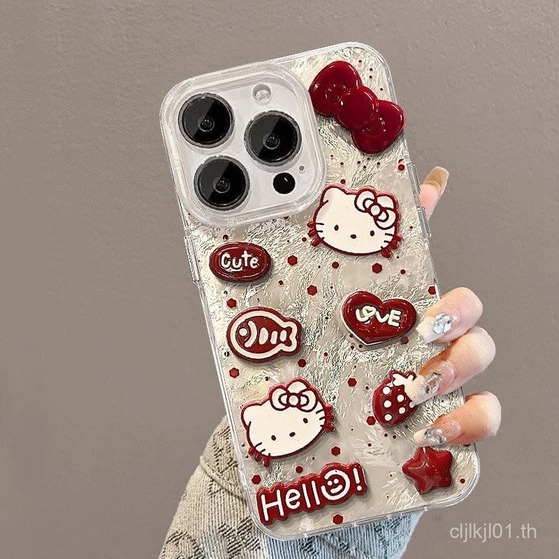เคสโทรศัพท์ลายแมว 3D น่ารักสำหรับ iPhone 16 15 14 13 Pro รูปที่ 5