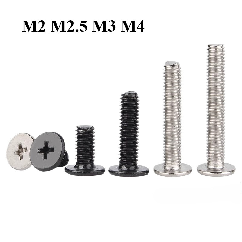 [Fast] ชุบนิกเกิล/สังกะสีสีดํา Cross Phillips Ultra Thin Flat Wafer Head Bolt สกรูแล็ปท็อป M2 M2.5 M3 M4