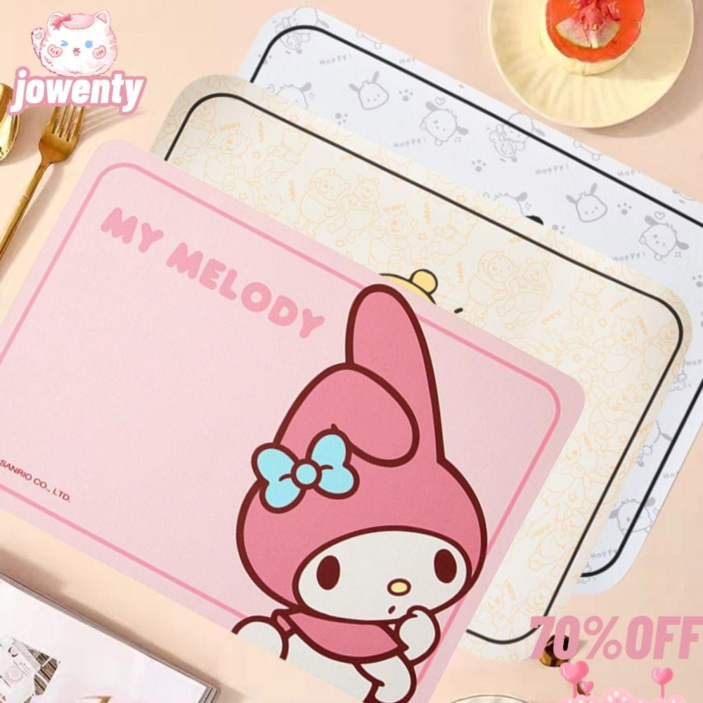 Jowenty เสื่อฉนวน, เสื่อจานการ์ตูนกันลื่น, Sanrio/Hello Kitty/My Melody แผ่นรองจานโต๊ะป้องกันการลวกกันน้ํา