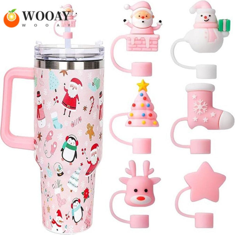 Wedgw หลอด Toppers, Dust-Proof Multicolor Christmas Straws ครอบคลุม, น่ารัก Splash Proof แมลงการ์ตูน Santa Snowman กวางปลั๊กฟางสําหรับ 10 มม.ฟาง