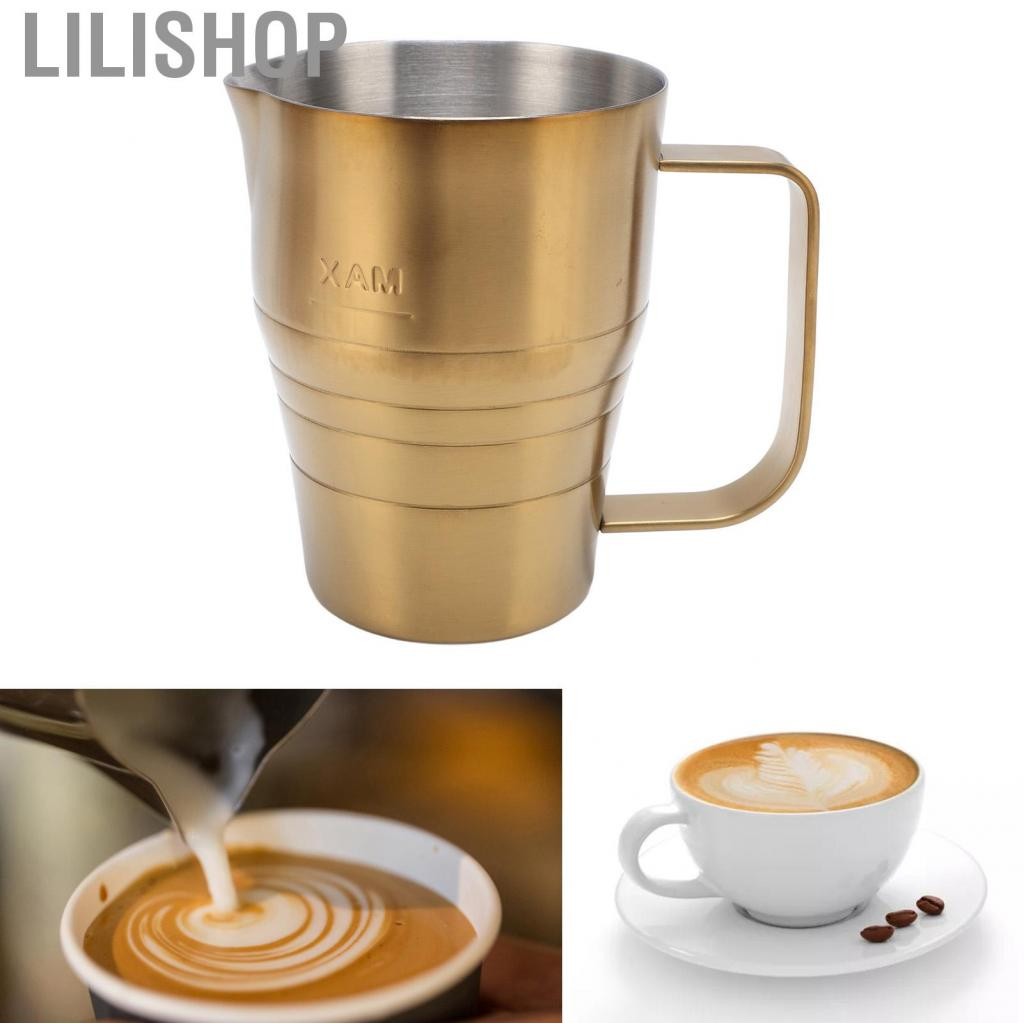 Lilishop นมFrothing PitcherกาแฟFrother Cup 304 สแตนเลสElegant Lookสำหรับเครื่องดื่มทำบ้าน