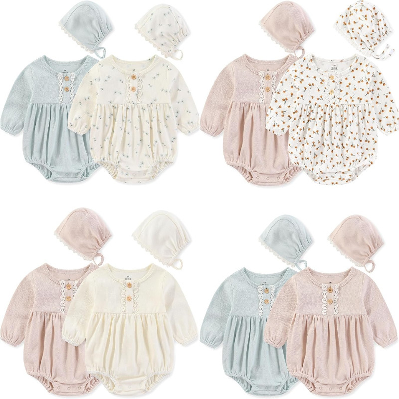 Kiddiezoom กระโปรงเด็กพร้อมหมวก ชุดแรกเกิดผ้าฝ้าย 0 2 ปี