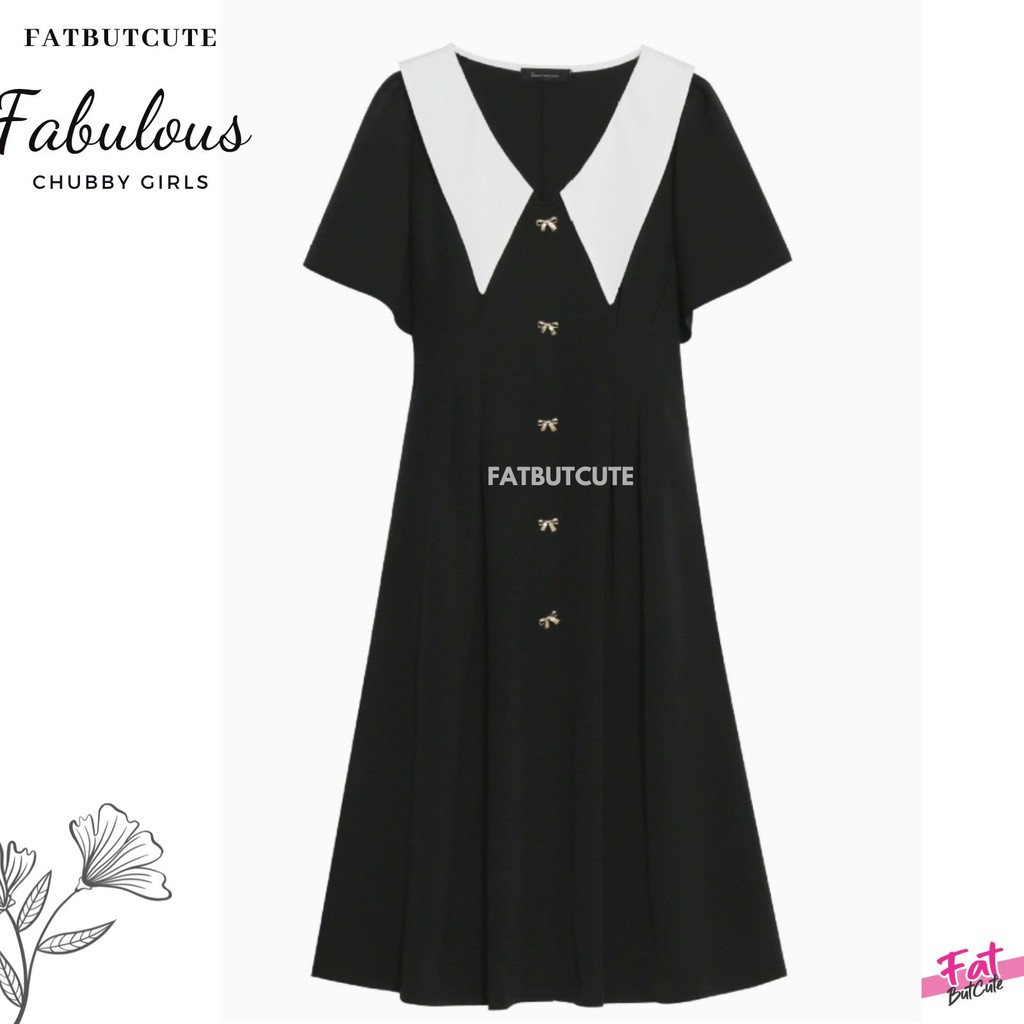 🍒[มีอกถึง46นิ้ว] เดรสสาวอวบคอปก🍒 รุ่นนี้คือทรงสวยมาก ใส่แล้วผอมเพรียว ผ้าดีค่ะ รหัสw485