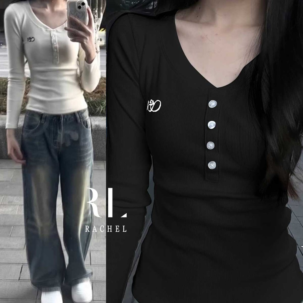 เสื้อแขนยาวปักลาย ทรงเข้ารูป ดีไซน์สวย
