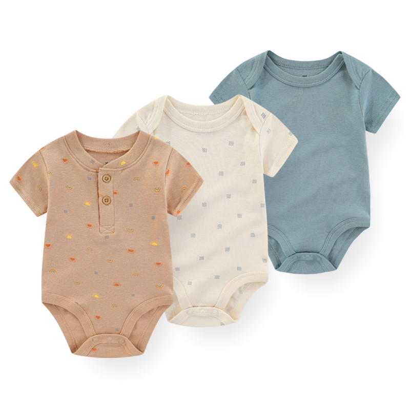 Kiddiezoom 3 ชิ้น Baby ใหม่แฟชั่นดอกไม้การ์ตูนบอดี้สูท Soft Comfort Jumpsuit