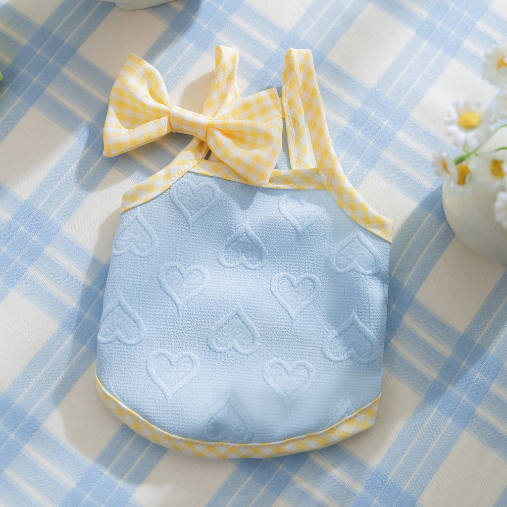 CheesePet เสื้อสุนัขแมวน่ารักลายนูนรูปหัวใจ สายเดรปแบบโบว์ - รูปที่ 4